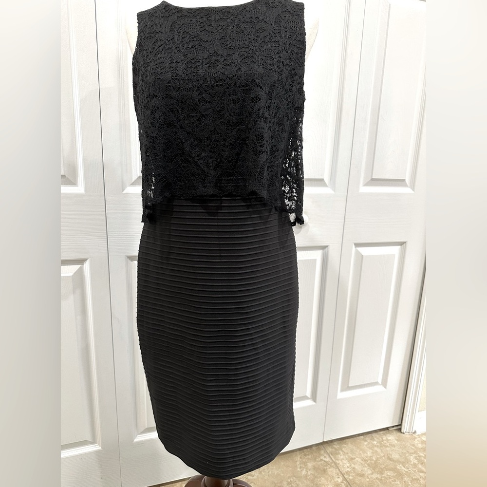 Chic Gabby Skye Black Dress with Lace Overlay (Size 6)